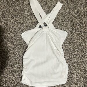 NA-KD White Knot Twist Back Tank Top Small
